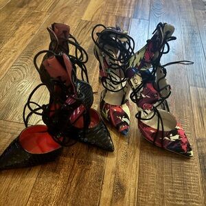 Guilty Soles Stylish Women's Multi-Color Lace-Up Heels (2 pair)